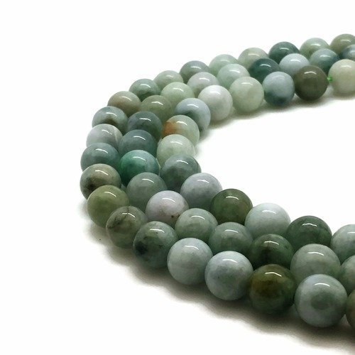 47 perles jadeite 8mm naturelles - p0392