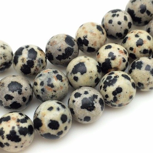37 perles jaspe dalmatien 10mm naturelles - p0400