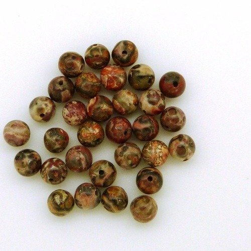 61 perles jaspe léopard 6mm naturelles - p0404