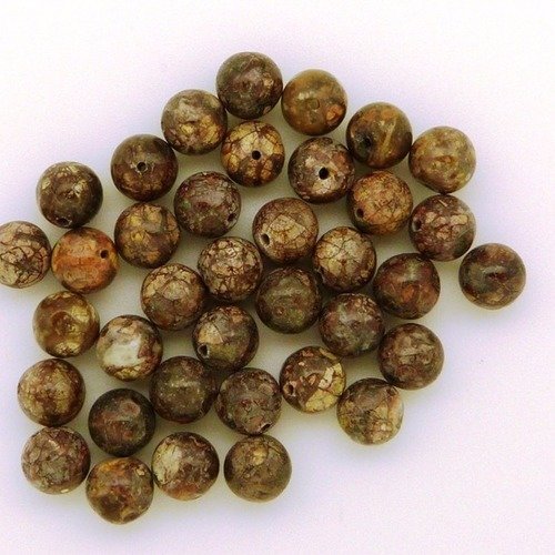 47 perles jaspe léopard 8mm naturelles - p0405