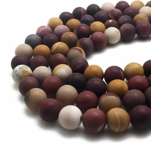 32 perles jaspe mokaïte 12mm givrée naturelles - p0421