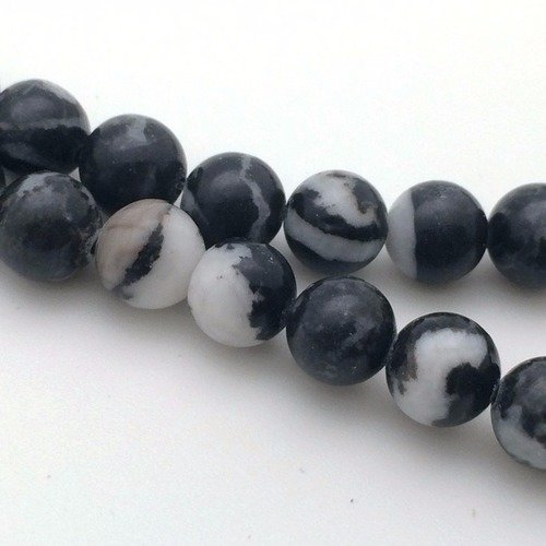 37 perles jaspe zèbre 10mm naturelles - p0446