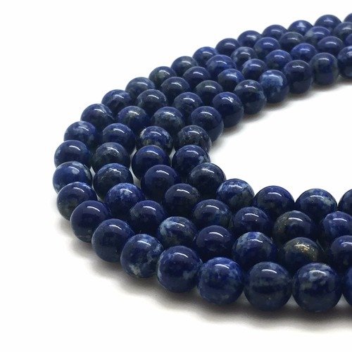 47 perles lapis lazuli 8mm naturelles non teintées - p0466