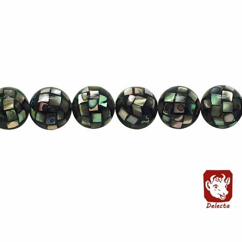 1 perles nacre abalone 10mm ronde naturelles - p0472