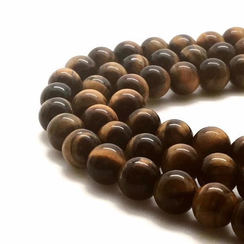 21 perles oeil de tigre 18mm marron naturelles - p0506