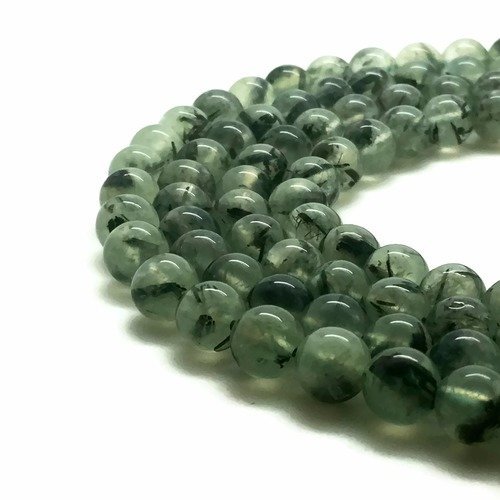 32 perles préhnite 12mm vert naturelles - p0556