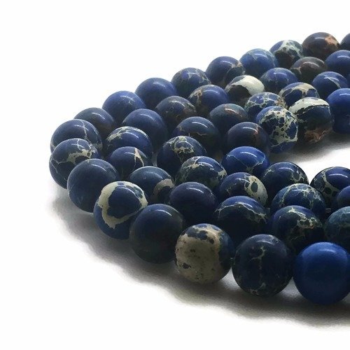61 perles régalite 6mm bleu foncé naturelles - p0587