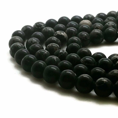 89 perles régalite 4mm noir naturelles - p0593