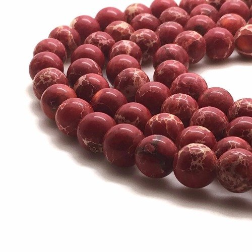 61 perles régalite 6mm rouge naturelles - p0598