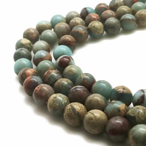 32 perles serpentine 12mm naturelles - p0609