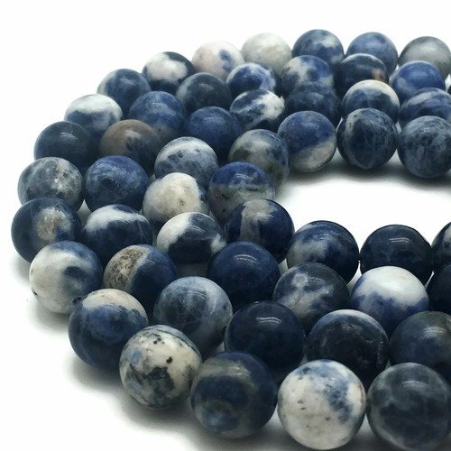 61 perles sodalite 6mm bleu naturelles - p0613