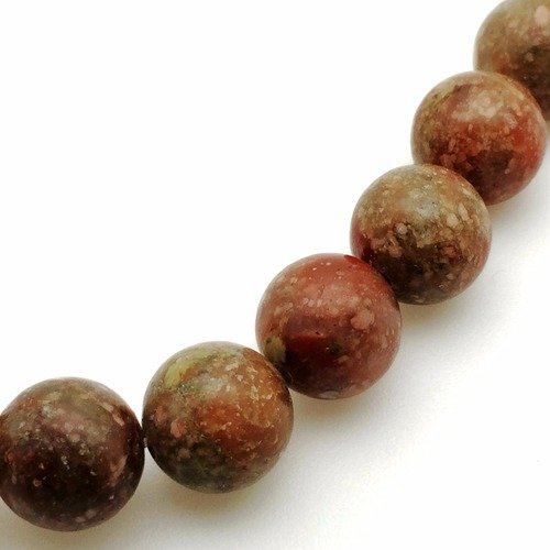 37 perles unakite 10mm marron naturelles - p0642