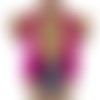 Haut de maillots de bain 2 pieces femme halter rose fuchsia nœud multicolor