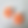 Boucles d'oreilles perles verre transparent orange fluo tréfilé blanc, montées forme créoles vendu