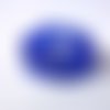 Bracelet ajustable perles cubes verre bleu outremer transparent, perles métal argenté clouté, 3 rangs