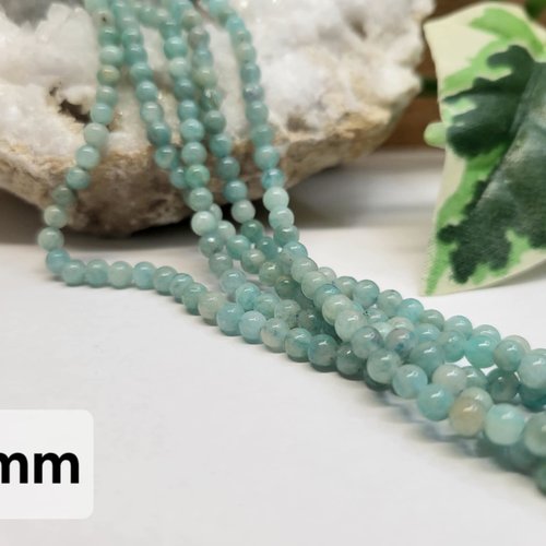 Fils de perles amazonite – 4mm – pierres naturelles – création bijoux
