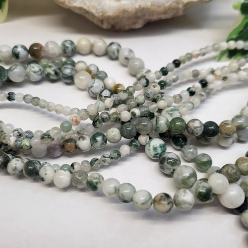 Fils de perles agate arbre – 8mm – pierres naturelles – création bijoux