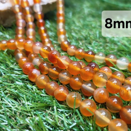 Fils de perles cornaline – 8mm – pierres naturelles – création bijoux