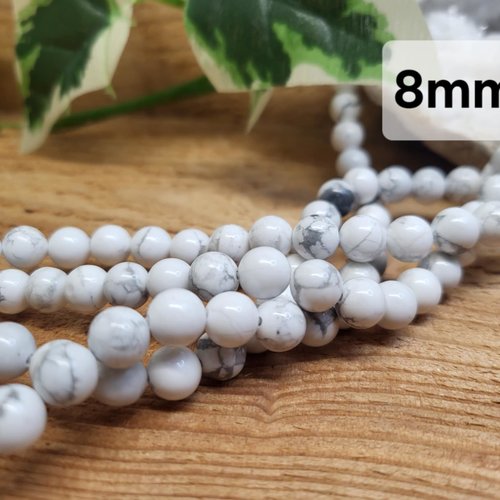 Fils de perles howlite – 8mm – pierres naturelles – création bijoux