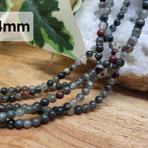 Fils de perles jaspe héliotrope – 4mm – pierres naturelles – création bijoux