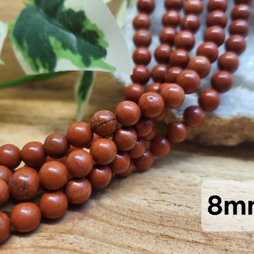 Fils de perles jaspe rouge – 8mm – pierres naturelles – création bijoux