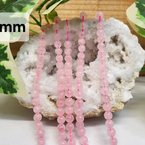 Fils de perles quartz rose – 6mm – pierres naturelles – création bijoux