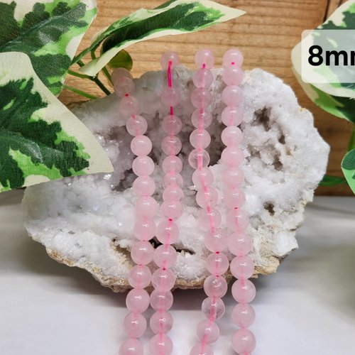 Fils de perles quartz rose – 8mm – pierres naturelles – création bijoux