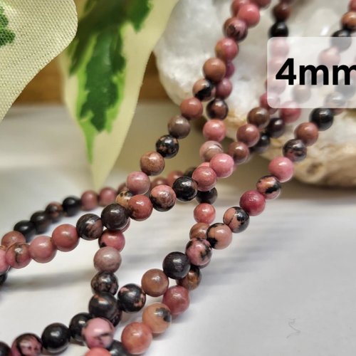 Fils de perles rhodonite – 4mm – pierres naturelles – création bijoux