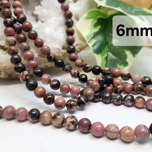 Fils de perles rhodonite – 6mm – pierres naturelles – création bijoux