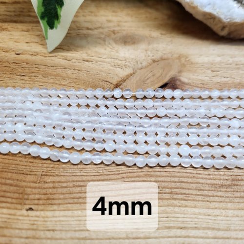 Fils de perles sélénite – 4mm – pierres naturelles – création bijoux