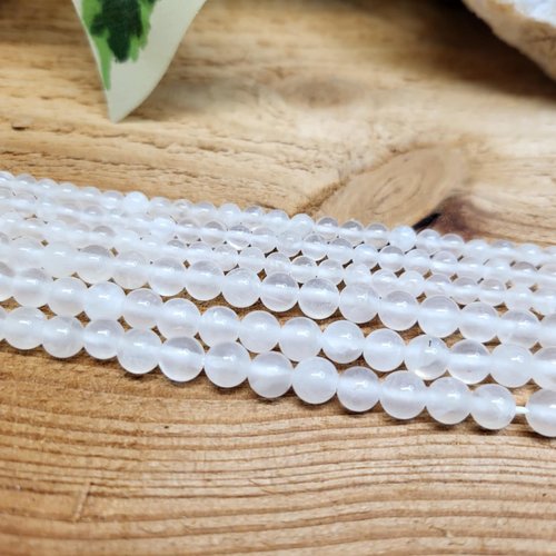 Fils de perles sélénite – 6mm – pierres naturelles – création bijoux