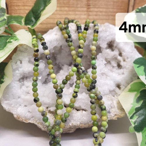 Fils de perles serpentine – 4mm – pierres naturelles – création bijoux