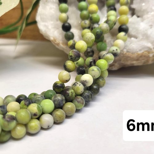 Fils de perles serpentine – 6mm – pierres naturelles – création bijoux