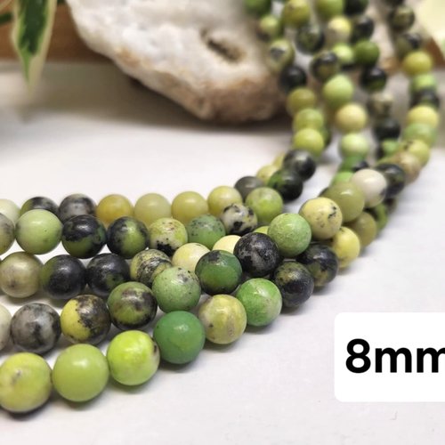 Fils de perles serpentine – 8mm – pierres naturelles – création bijoux