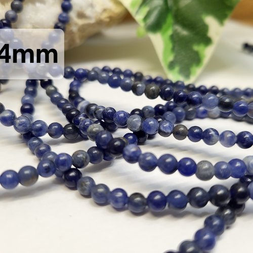 Fils de perles sodalite – 4mm – pierres naturelles – création bijoux
