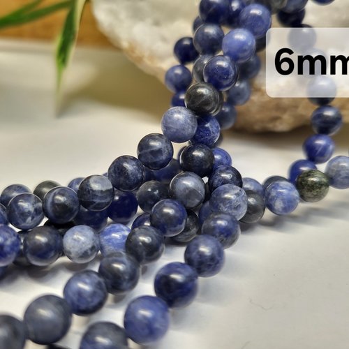 Fils de perles sodalite – 6mm – pierres naturelles – création bijoux