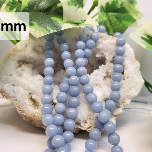 Fils de perles angélite – 8mm – pierres naturelles – création bijoux