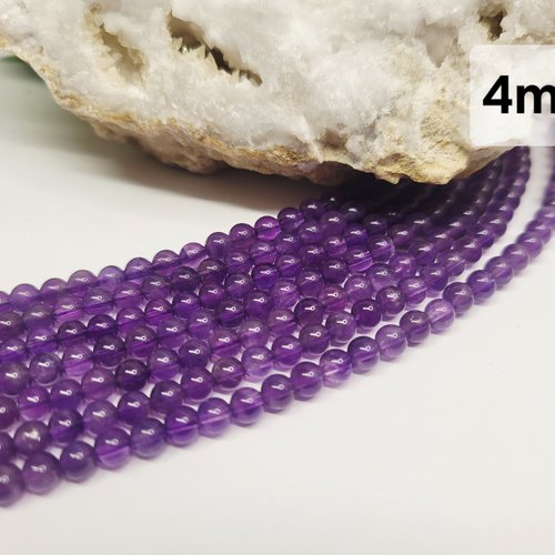Fils de perles améthyste – 4mm – pierres naturelles – création bijoux