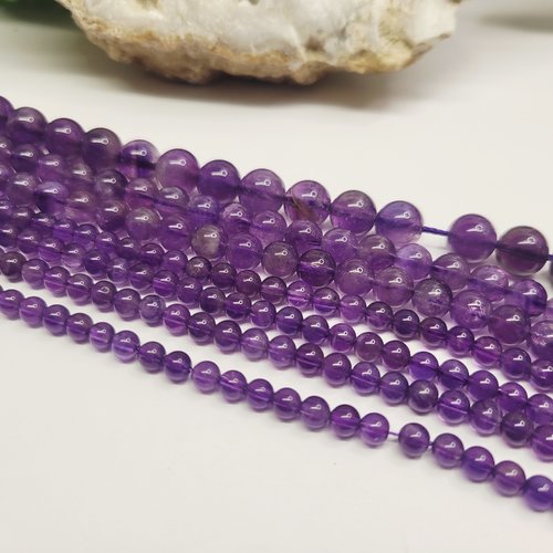 Fils de perles améthyste – 4mm – pierres naturelles – création bijoux