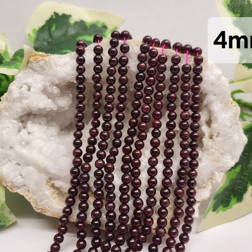 Fils de perles grenat – 4mm – pierres naturelles – création bijoux