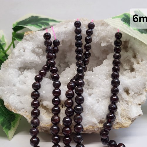 Fils de perles grenat – 6mm – pierres naturelles – création bijoux
