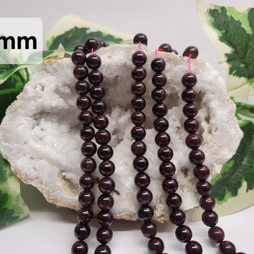 Fils de perles grenat – 8mm – pierres naturelles – création bijoux