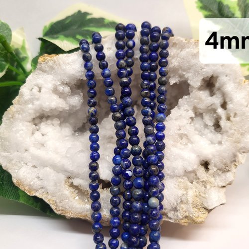 Fils de perles lapis lazuli – 4mm – pierres naturelles – création bijoux