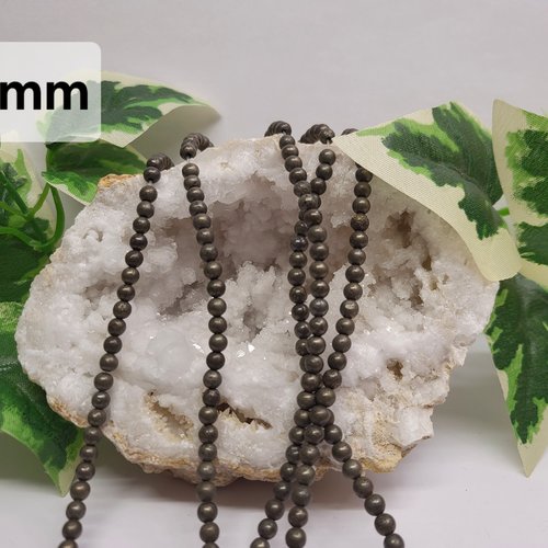 Fils de perles pyrite – 4mm – pierres naturelles – création bijoux