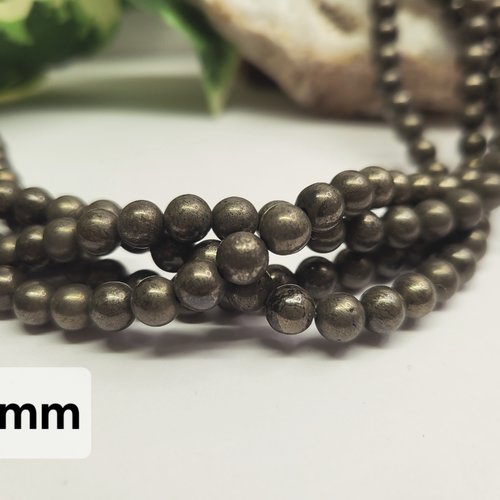 Fils de perles pyrite – 6mm – pierres naturelles – création bijoux