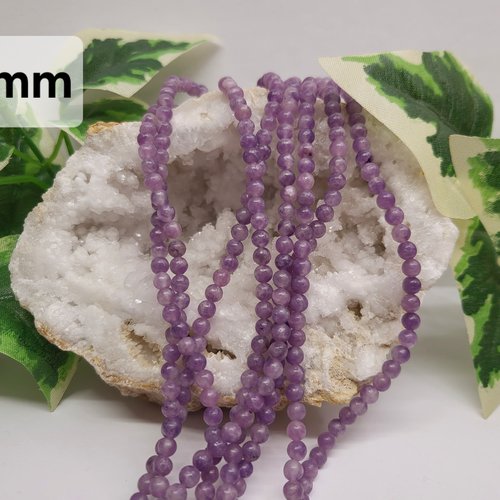 Fils de perles lépidolite – 4mm – pierres naturelles – création bijoux