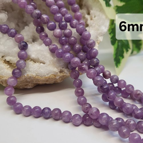 Fils de perles lépidolite – 6mm – pierres naturelles – création bijoux