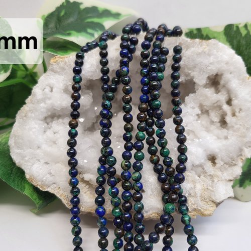 Fils de perles azurite malachite – 4mm – pierres naturelles qualité supérieure – création bijoux