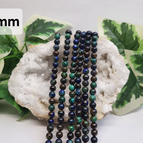 Fils de perles azurite malachite – 6mm – pierres naturelles qualité supérieure – création bijoux