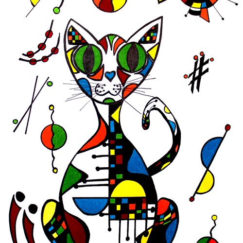 Le chat dessin d'art moderne sur tableau